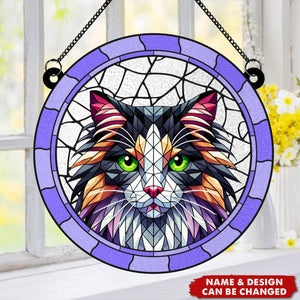 Custom Cat Memorial Personalized Window Hanging Suncatcher Ornament, Sympathy Gift For Pet Owners, Pet Lovers