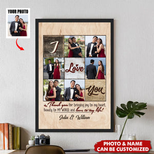 I Love You Personalized Photo Canvas, Romantic Valentines Gift