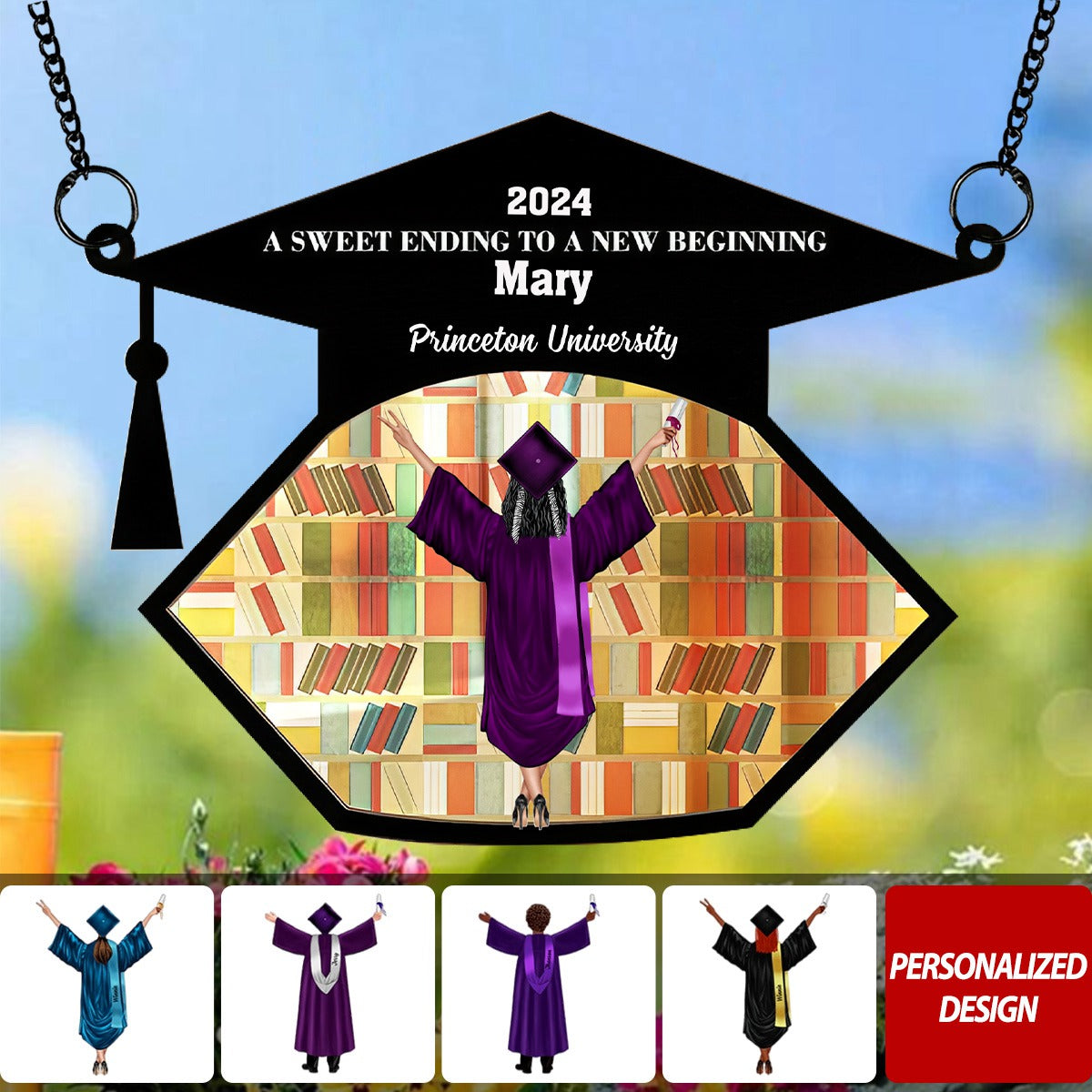 Graduation A Sweet Ending - Personalized Window Hanging Suncatcher Ornament