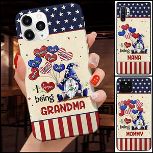 Personalized Heart Phone case July 4th Gift Independence Day - I Love Being Grandma Dwarf Balloons