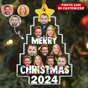 Merry Christmas Custom Photo Christmas Tree - Personalized Acrylic Photo Ornament