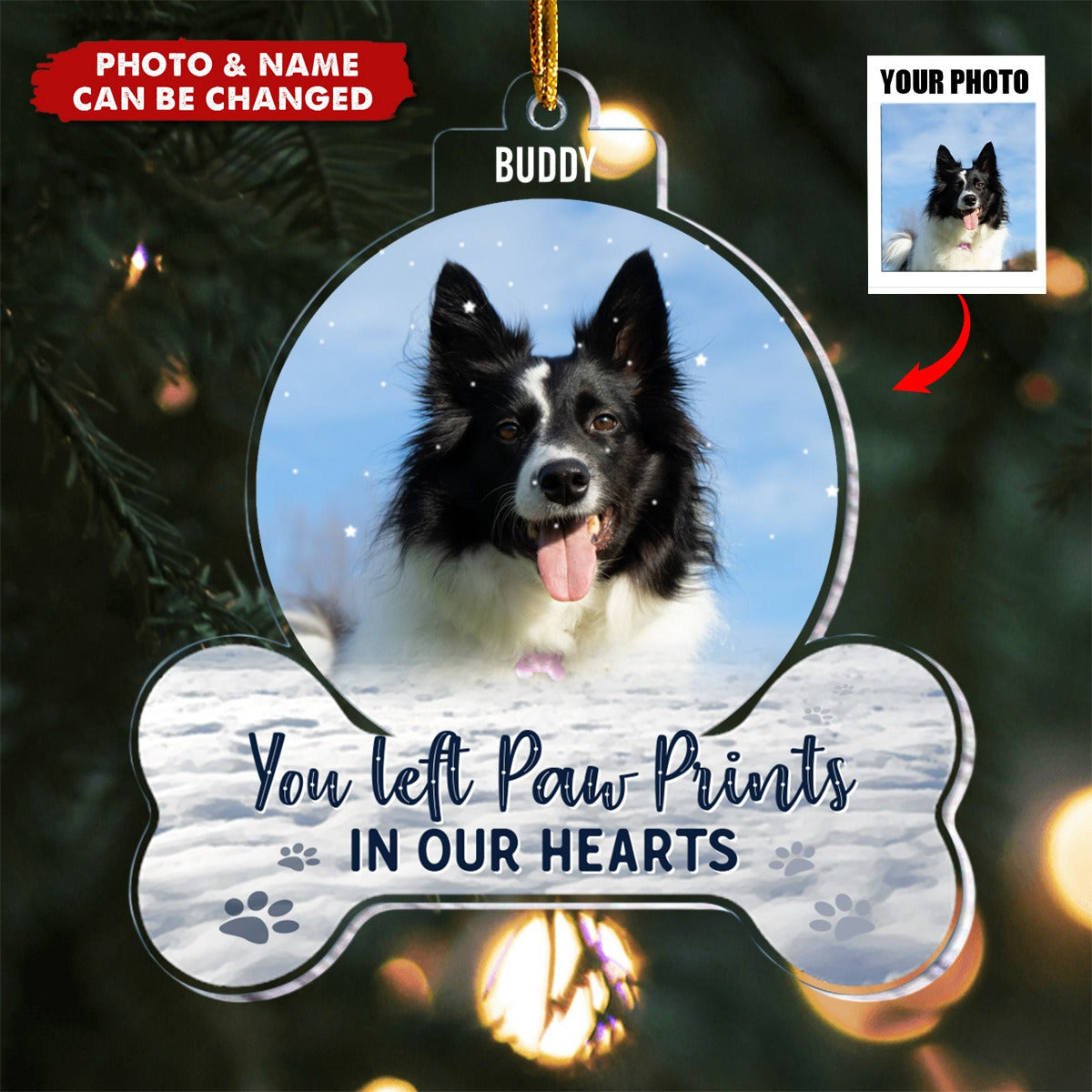 Forever In My Heart - Personalized Pet Memorial Photo Ornament