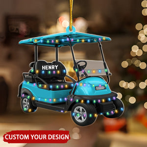 Golf Cart Christmas Light Personalized Christmas Ornament, Gift For Golfer