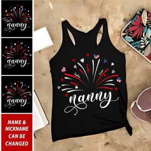 Firework America Flag Grandma And Kids Personalized Cross Tank Top