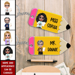 Doll Teacher Personalized Pencil Acrylic Keychain