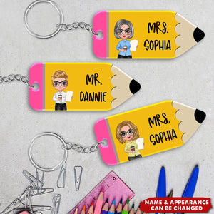 Doll Teacher Personalized Pencil Acrylic Keychain