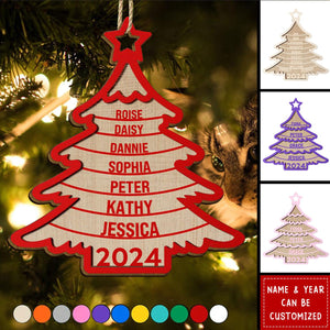 Family Christmas Tree - Personalized 2-Layered Wooden Ornament