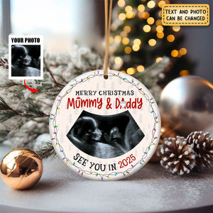 First Christmas Mommy & Daddy - Personalized Ceramic Photo Ornament