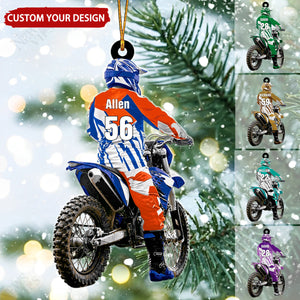 Motocross Racer Backview Personalized Ornament, Gift For Motocross Lovers