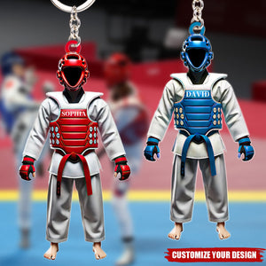 Custom Name Taekwondo Keychain, Gift For Taekwondo Lover