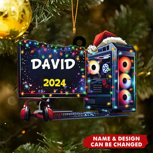 Podagree Personalized Name PC Computer Ornament Christmas, Shape Flat Xmas Ornament for Gamer, Gaming Gamer Xmas Ornament Gift for Boys