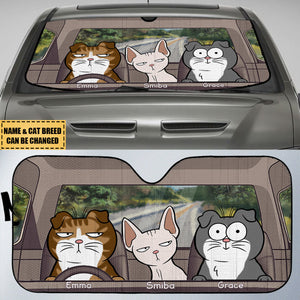 Cat's Trip - Cat Personalized Auto Windshield Sunshade, Car Window Protector