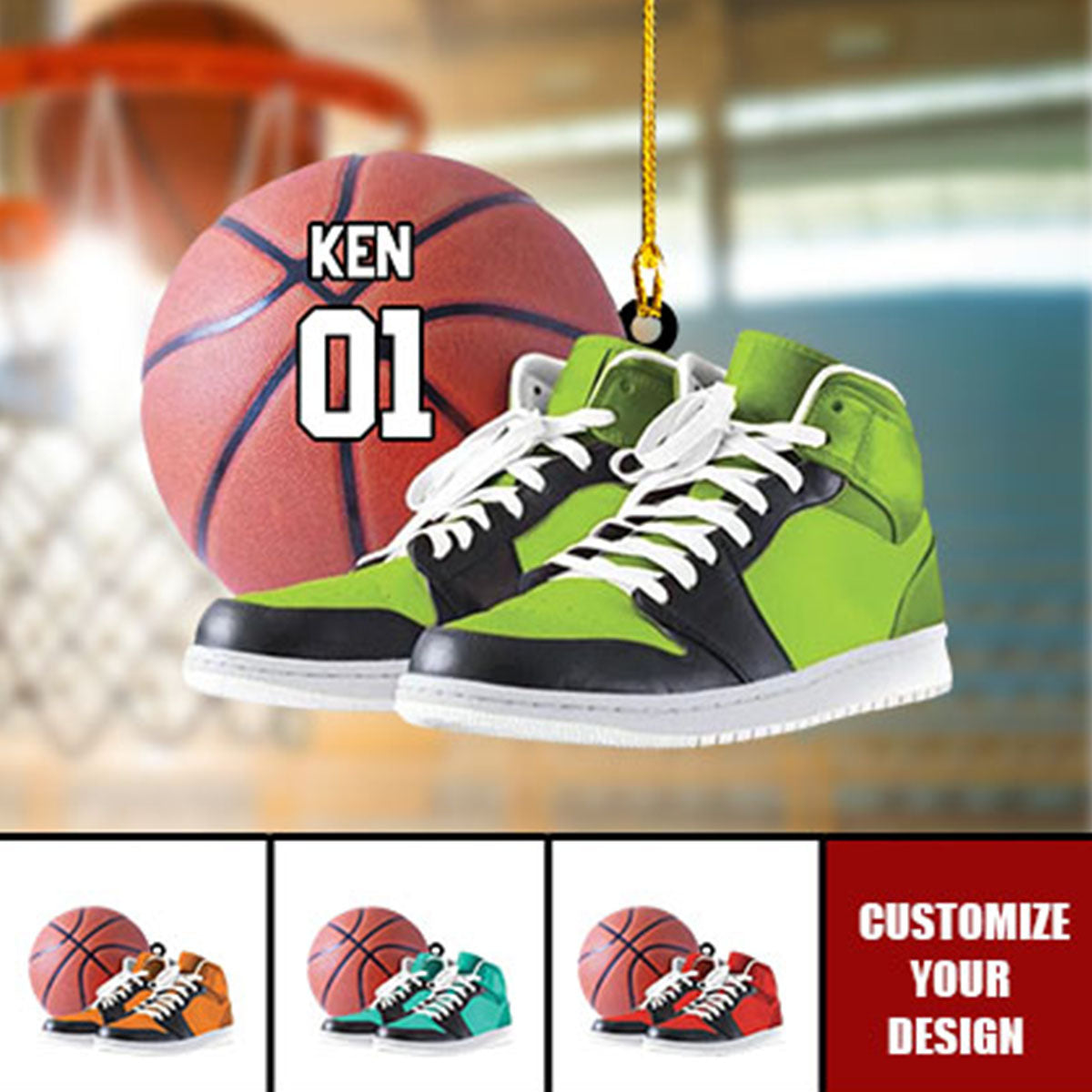 Personalized Basketball Player Acrylic Ornament - Basketball Christmas Ornament