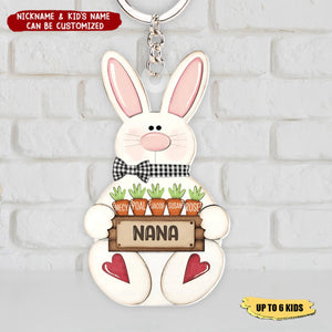 Cute Easter Bunny Grandma Mom Carrot Kids Personalized Acrylic Keychain