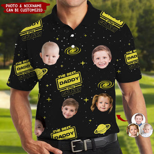 The Best Dad In The Galaxy - Personalized Photo Polo Shirt