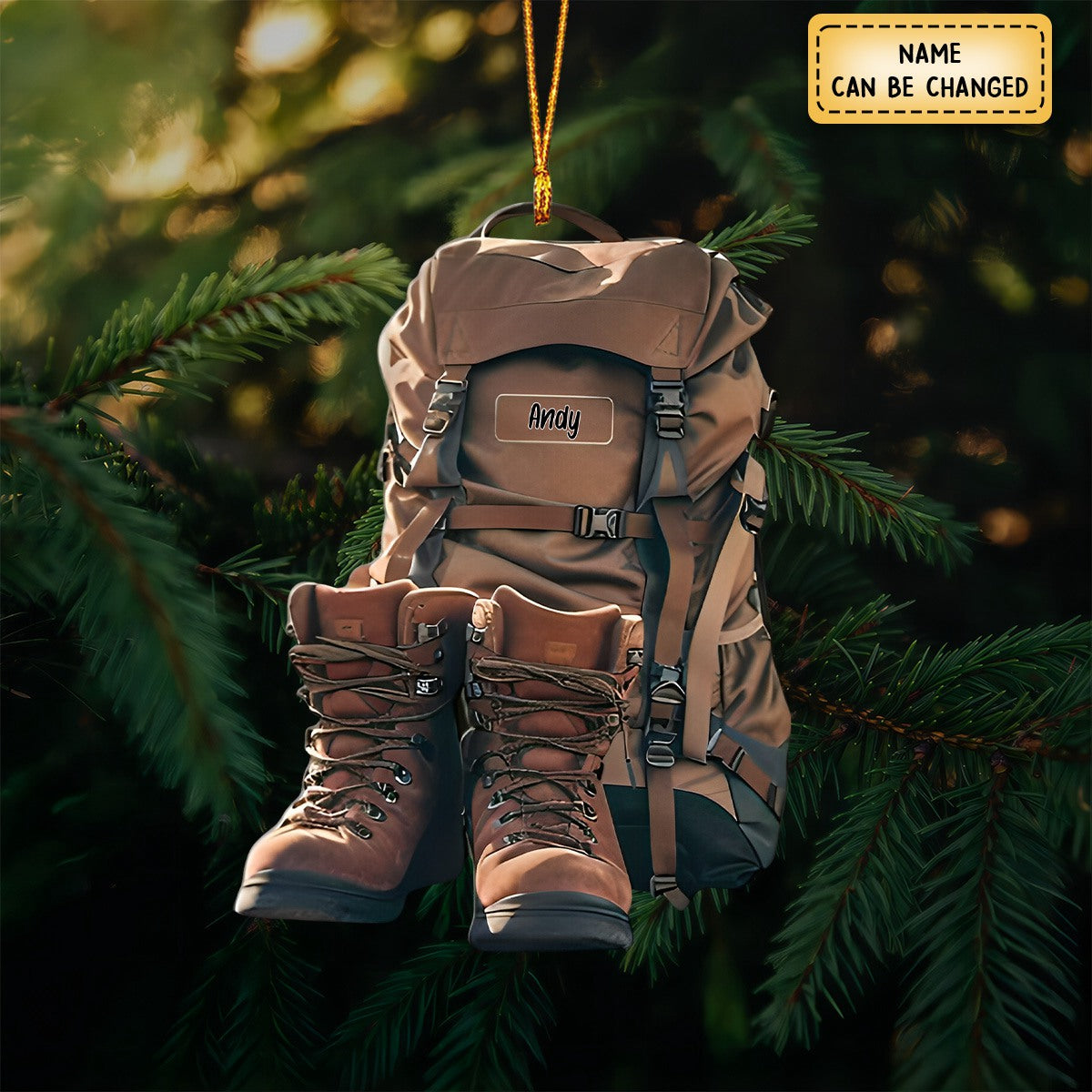 Hiking Boots And Backpack Personalized Hiking Shaped Ornament