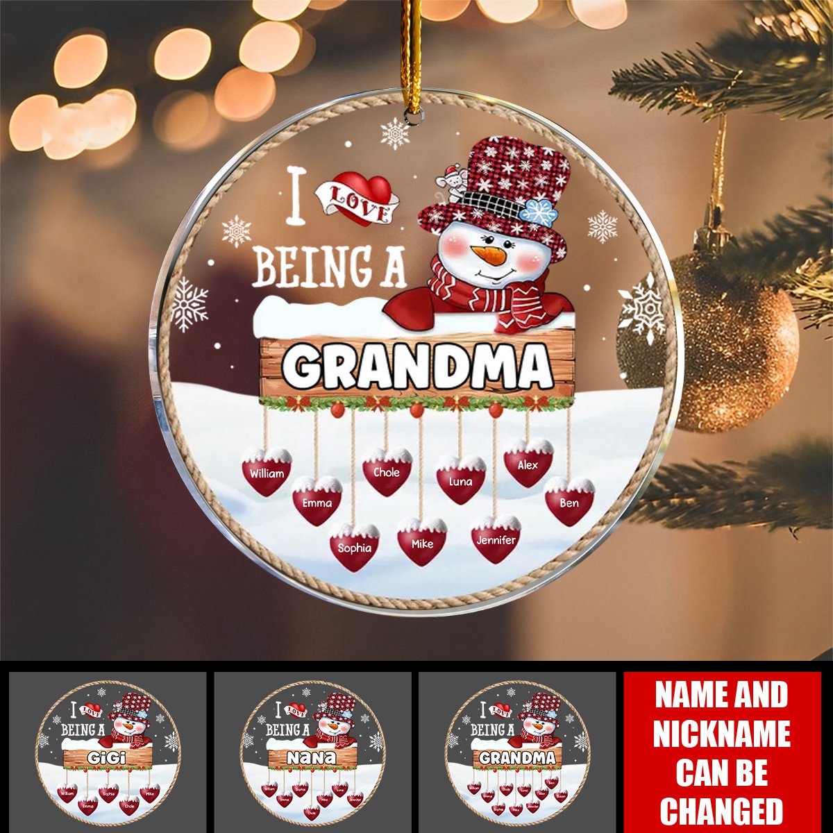 I Love Being Grandma - Personalized Custom Acrylic Ornament