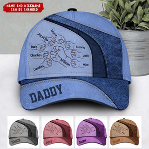 Grandpa Papa Daddy Fist Bump Fathers Day Family Personalized Cap