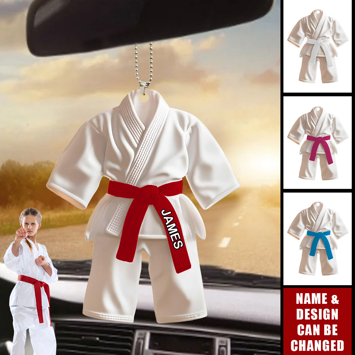 Personalized Taekwondo Uniform Car Ornament, Taekwondo Lover Gift