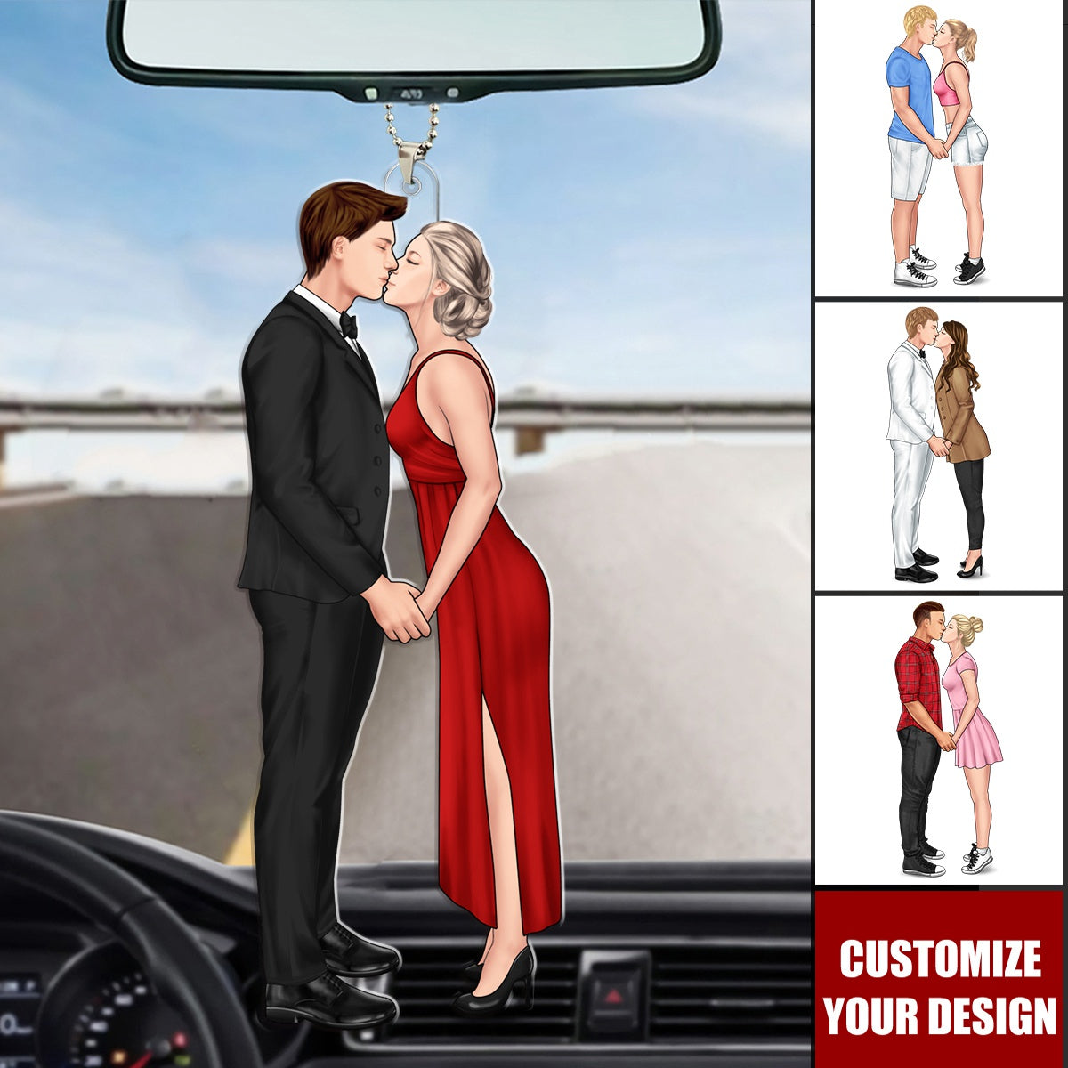 Beautiful Couple - Personalized Couples Car Ornament - Gift For Couples