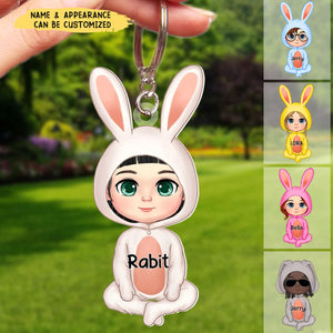 Easter Bunny Cute Kid Personalized Acrylic Keychain,Easter Gift