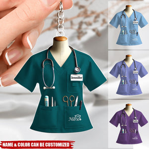 Nurse Uniform Custom Name Personalized Keychain