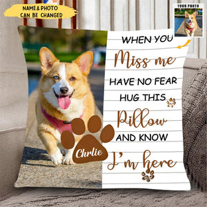 Custom Pet Memorial Pillow with Dog Portrait Personalized Sympathy Gift for Loss of Pet