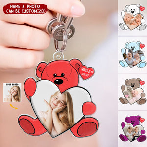 You're Doing Great Bear Hug - Personalized Photo Acrylic Keychain, Loving Gift For Mom, Nana