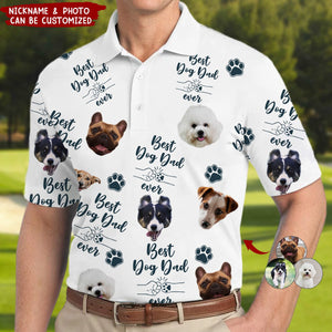 Best Dog Dad Ever - Personalized Photo Polo Shirt