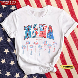 Firework Patriotic 4th of July Independence Day Grandma Mom Personalized T-shirt