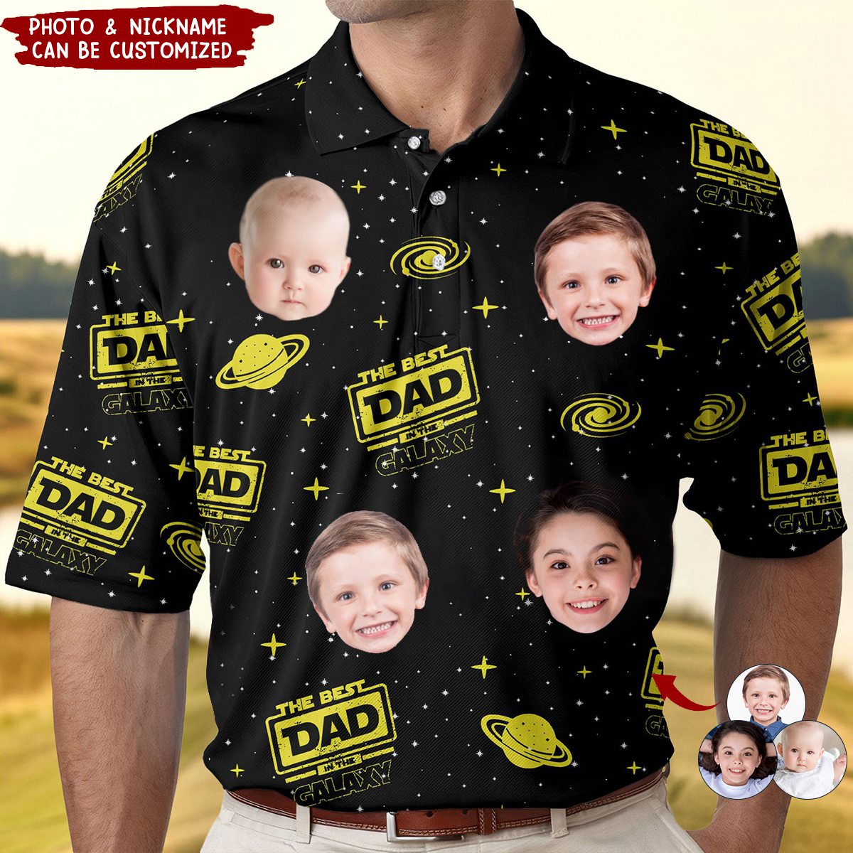 The Best Dad In The Galaxy - Personalized Photo Polo Shirt