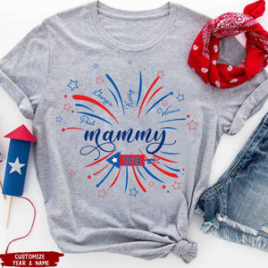 Grandma Firework Est Star And Grandkids 4th of July Personalized T-Shirt