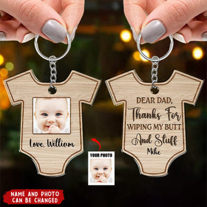 Custom Photo Thanks For Wiping - Gift For New Father - Personalized Acrylic Keychain