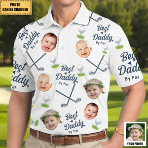 Best Dad By Par - Personalized Photo Polo Shirt