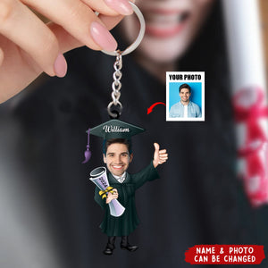 Funny Graduate Caricature - Personalized Graduation Keychain