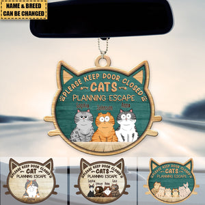 Please Keep Door Closed, Cat Planning Escape - Personalized Ornament - Gift For Cat Owners