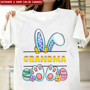 Cute Easter Bunny Grandma Auntie Mom Little Egg Kids Personalized T-shirt,Easter Gift