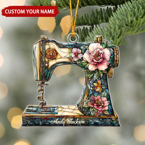 Sewing Machine With Flowers Personalized Christmas Ornament