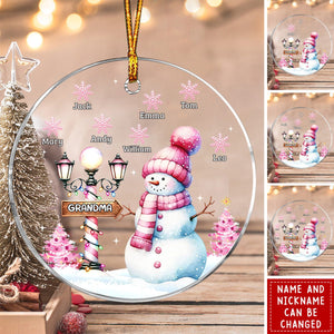 Personalized Grandma Snowman Acrylic Circle Ornament