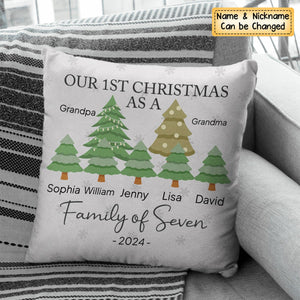 First Christmas As A Family Of Three - Personalized Pillow