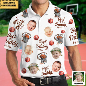 Best Daddy By Par - Personalized Photo Basketball Polo Shirt