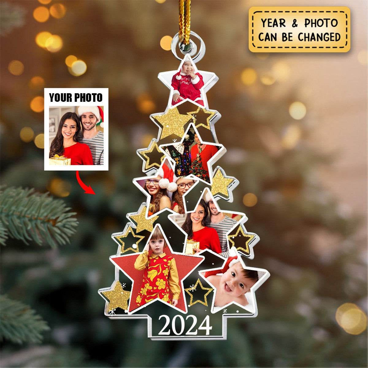 Custom Photo Christmas Tree - Personalized Acrylic Photo Ornament