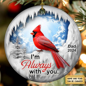 Personalized I Am With You Cardinal Memorial Circle Ceramic Ornament