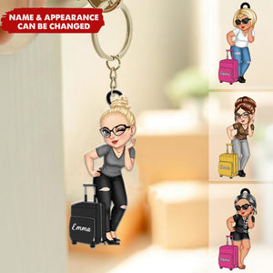 Just A Girl Who Loves Traveling Beach Vacation - Personalized Acrylic Keychain