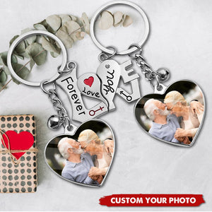 Couple Photo Heart Pendant Personalized Keychain, with Photo,Gift Idea for Anniversary Birthday Valentine's Day