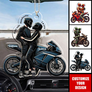 Ride Safe Handsome I Love You Personalized Acrylic Ornament, Gift For For Biker Couple