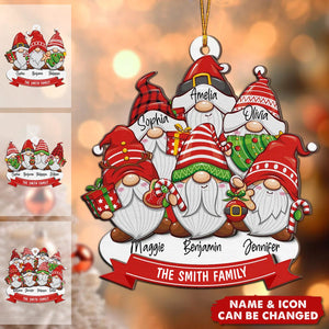 Christmas Dwarf Family - Personalized 2-Layer Wooden Ornament