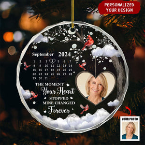 Custom Photo Calendar The Day God Called You Home Memorial - Personalized Circle Glass Ornament