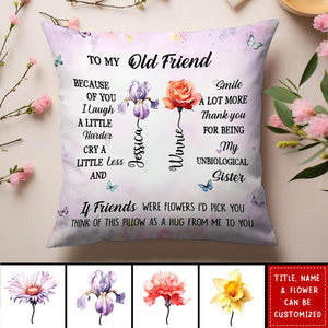 To My Friend Birth Flowers Personalized Pillow