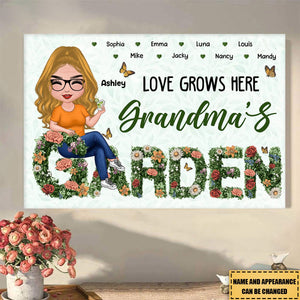 Grandma Sitting On Birth Month Flower Text Personalized Poster